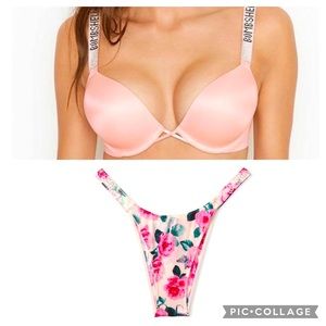 NWT Victoria Secret Bombshell Bling Bra 38C and Brazilian Cut Panty Size XL
